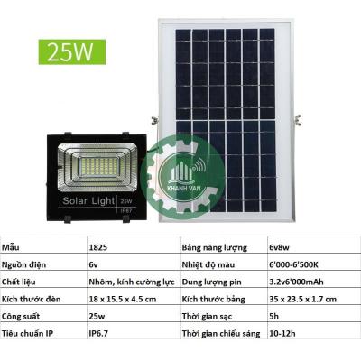 Đèn led năng lượng mặt trời 25W, Đèn năng lượng mặt trời IP 67
