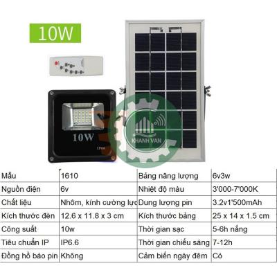 Đèn led năng lượng mặt trời 10W, Đèn năng lượng mặt trời IP 66