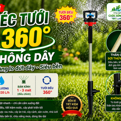 Bộ Béc tưới 360° KHÔNG DÂY – tiện lợi, tưới đều mọi khu vườn